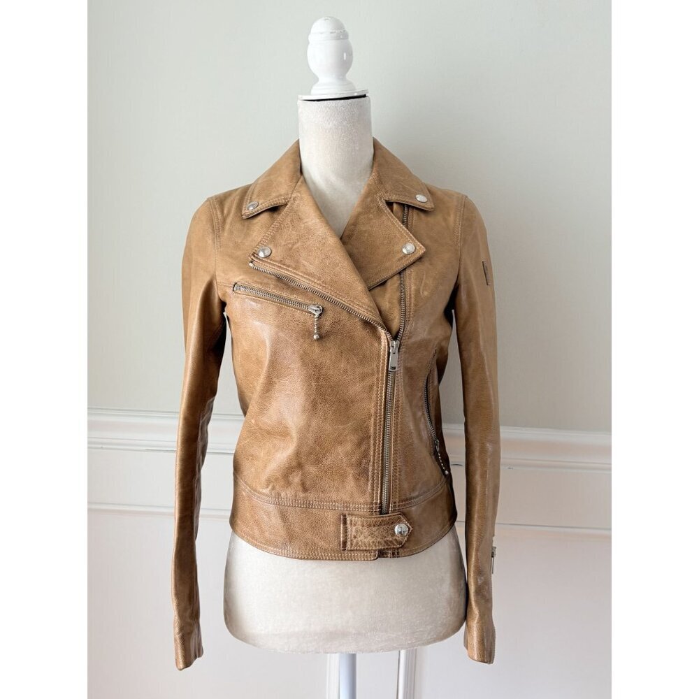 Belstaff England Women's Brown Leather Moto Jacket 38 2-4 US - Picture 2 of 11